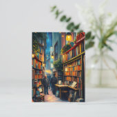 Kleine boekwinkel in een gezellige hoek van een st briefkaart (Staand voorkant)