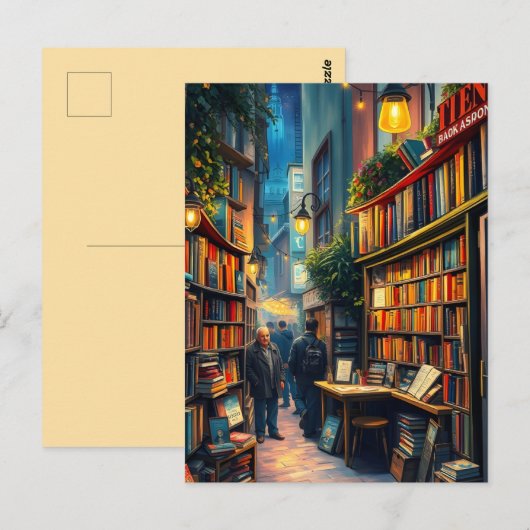 Kleine boekwinkel in een gezellige hoek van een st briefkaart (Voorkant / Achterkant)