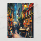 Kleine boekwinkel in een gezellige hoek van een st briefkaart (Voorkant)