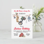 Kleine Boer Clothesline Verjaardagsfeestje Kaart (Staand voorkant)