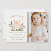 Kleine boerderij varken vlinder kinderen foto verj bedankkaart (Voorkant)