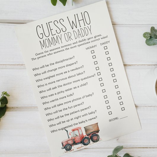 Kleine Boerderijdieren Baby shower Mama Daddy Game Flyer