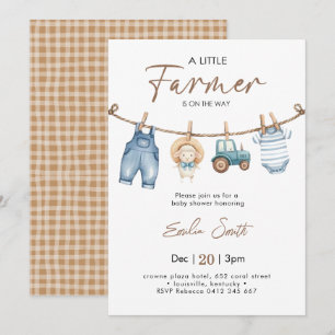 Kleine boerenbaby waslijn baby shower kaart