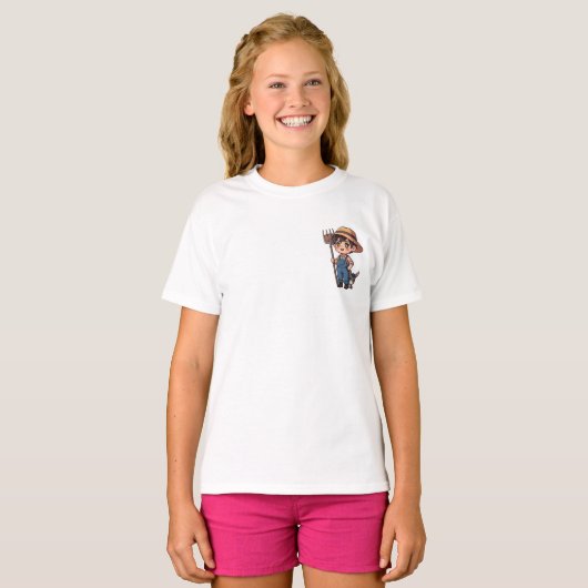 Kleine boerenjongen Ezel Kinderen T-shirt (Voorkant volledig)