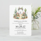 Kleine Boho Cactus Koppel Rehearsal Dinner Kaart (Staand voorkant)
