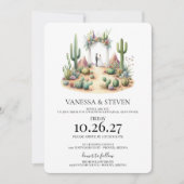 Kleine Boho Cactus Koppel Rehearsal Dinner Kaart (Voorkant)