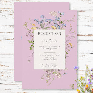 Kleine Boho Wilde Bloemen Roze Ontvangst Informatiekaartje
