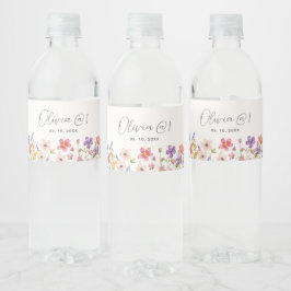 Kleine Boho Wildflower Eerste Verjaardag Waterfles Etiket
