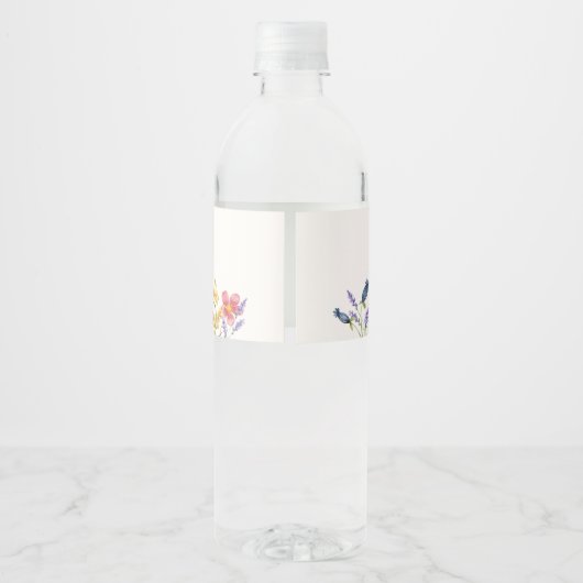 Kleine Boho Wildflower Eerste Verjaardag Waterfles Etiket (Achterkant)
