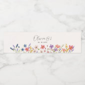 Kleine Boho Wildflower Eerste Verjaardag Waterfles Etiket (Enkel label)