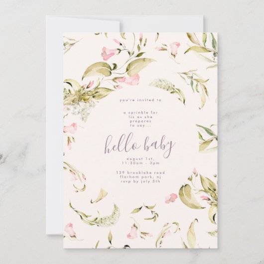 Kleine Boho Wildflower Garden Hallo Baby shower Kaart (Voorkant)