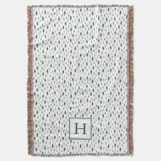 Kleine bomen | Monogrammed Holiday Deken (Voorkant Verticaal)