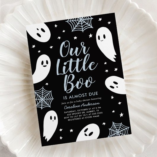 Kleine Boo Blue Ghost Halloween Baby Shower Kaart