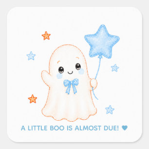 Kleine Boo Geest Blauwe Halloween Baby Shower Vierkante Sticker
