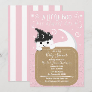 Kleine Boo Geest Heks Roze Halloween Baby Shower Kaart