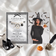 Kleine Boo Gingham Zwarte Boog Baby Shower Foto