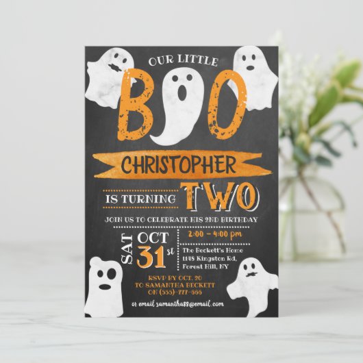 Kleine Boo. Halloween 2e verjaardag Kaart (Staand voorkant)