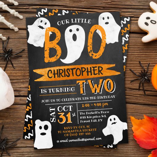 Kleine Boo. Halloween 2e verjaardag Kaart