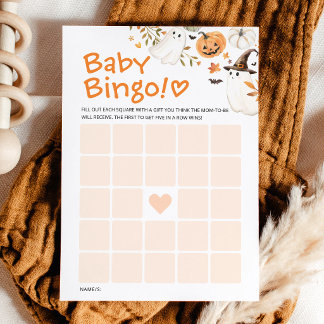 Kleine Boo Halloween Baby Shower Bingo Spelkaart Advieskaart