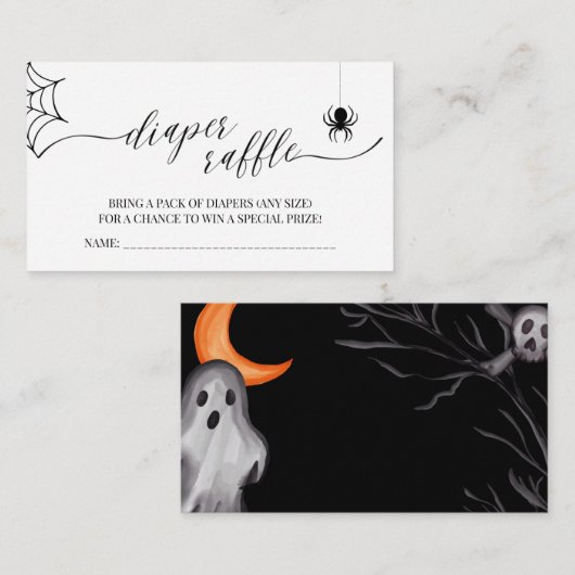 Kleine Boo Halloween Baby Shower Luier Raffle Informatiekaartje (Voorkant / Achterkant)