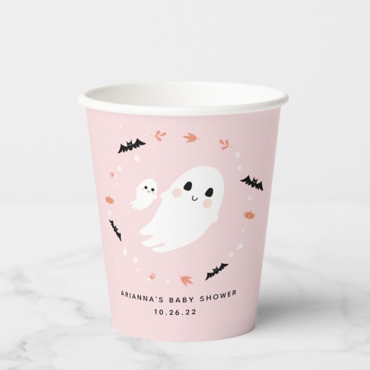 Kleine Boo Halloween baby shower roze papieren bek Papieren Bekers (Voorkant)
