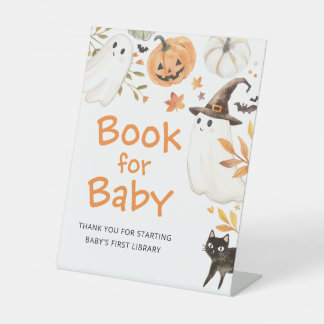 Kleine Boo Halloween-boek voor babyshower tafel Reclamebord Met Voetstuk