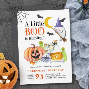 Kleine Boo Halloween Geest en Toverdrank 1e Verjaa Kaart