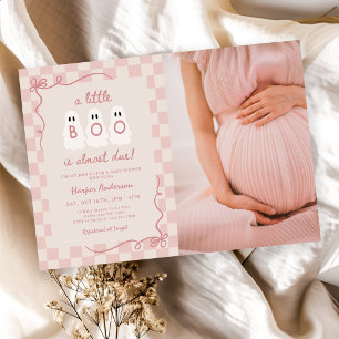 Kleine Boo Halloween Meisje Geest Baby Shower Foto Kaart