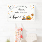 Kleine Boo Halloween Pompoen Baby Shower Welkom Spandoek (Insitu)