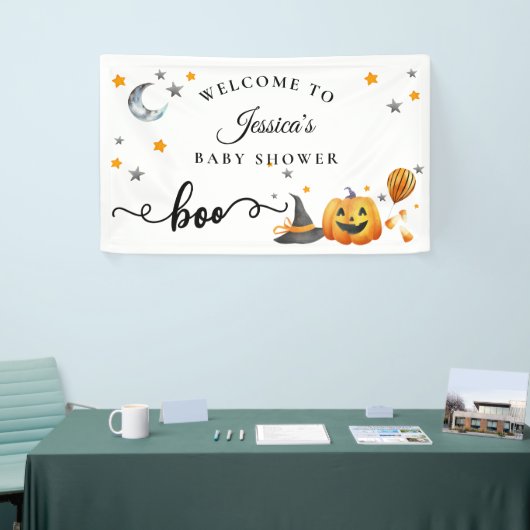 Kleine Boo Halloween Pompoen Baby Shower Welkom Spandoek (Beurs)