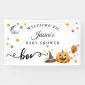 Kleine Boo Halloween Pompoen Baby Shower Welkom Spandoek (Horizontaal)