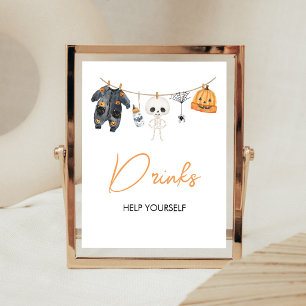 Kleine Boo Halloween Waslijn Drankjes Bord Poster