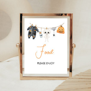 Kleine Boo Halloween Waslijn Voedsel Bord Poster