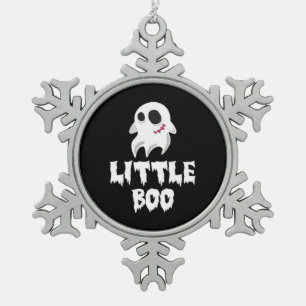 Kleine Boo in Halloween Cool Grafisch Tin Sneeuwvlok Ornament