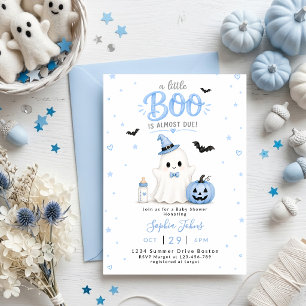 Kleine Boo is bijna klaar Blauw spook babyshower Kaart