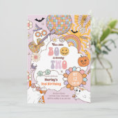 Kleine Boo Retro Halloween Meisje Tweede Verjaarda Kaart (Staand voorkant)