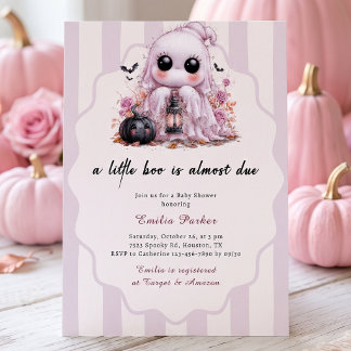 Kleine Boo Roze Geest Meisje Halloween Baby Shower Kaart