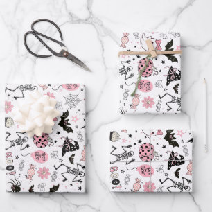 Kleine Boo Roze Meisje Halloween Verjaardag Inpakpapier Vel