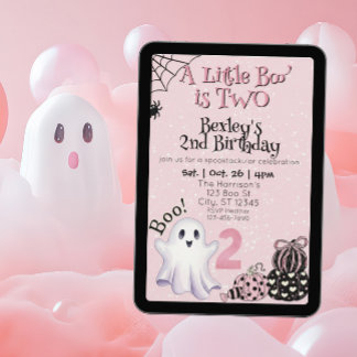 Kleine Boo Twee, Roze 2e Geestenverjaardag Kaart