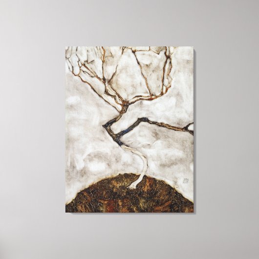 Kleine boom in de late herfst van Egon Schiele Canvas Afdruk (Voorkant)