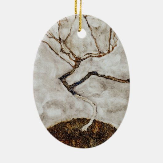 Kleine boom in de late herfst van Egon Schiele Keramisch Ornament (Achterkant)
