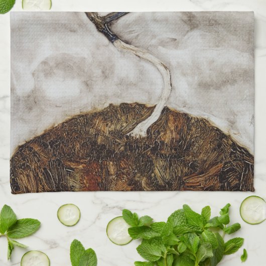 Kleine boom in de late herfst van Egon Schiele Theedoek (Gevouwen)