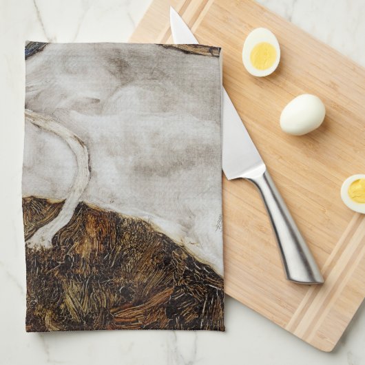 Kleine boom in de late herfst van Egon Schiele Theedoek (Quarter Fold)