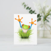 Kleine boomkikker in het gras briefkaart (Staand voorkant)