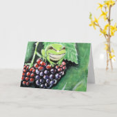 Kleine boomkikker op een Blackberry-schilderij Kaart (Gele Bloem)