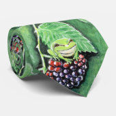 Kleine boomkikker op een Blackberry-schilderij Stropdas (Opgerold)