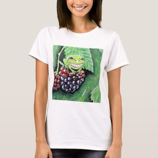 Kleine boomkikker op een Blackberry-schilderij T-shirt (Voorkant)