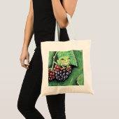 Kleine boomkikker op een Blackberry-schilderij Tote Bag (Voorkant (product))