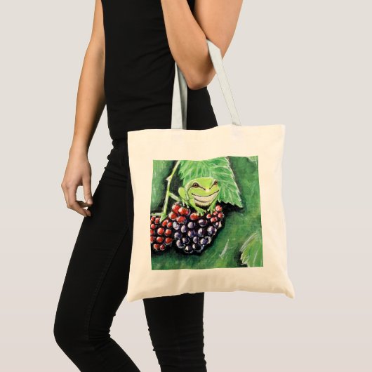 Kleine boomkikker op een Blackberry-schilderij Tote Bag (Voorkant (product))
