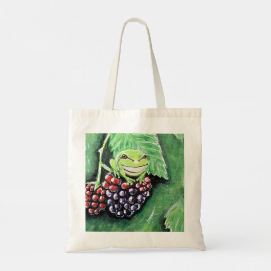 Kleine boomkikker op een Blackberry-schilderij Tote Bag (Achterkant)